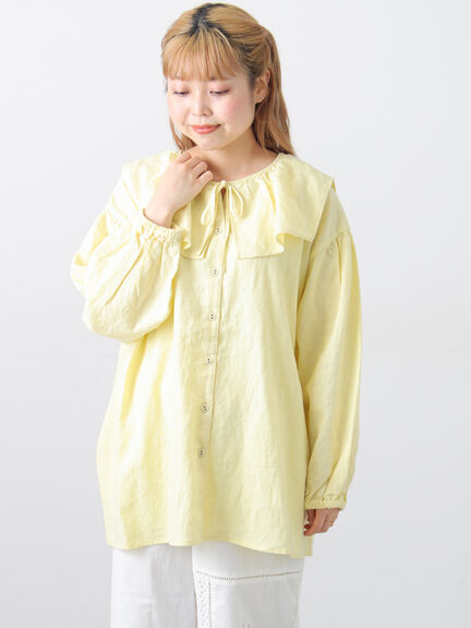 【Cross×Linen】セーラーカラーブラウス（レッド/ベージュ/モカ/イエロー/グリーン）｜Samansa Mos2（サマンサ モスモス）通販