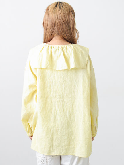 【Cross×Linen】セーラーカラーブラウス（レッド/ベージュ/モカ/イエロー/グリーン）｜Samansa Mos2（サマンサ モスモス）通販