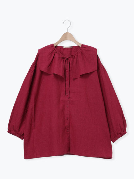 【Cross×Linen】セーラーカラーブラウス（レッド/ベージュ/モカ/イエロー/グリーン）｜Samansa Mos2（サマンサ モスモス）通販