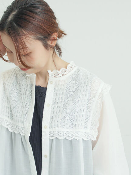 裾フリルティアードレースブラウス（オフホワイト/ブラック/キナリ）｜Samansa Mos2（サマンサ モスモス）通販