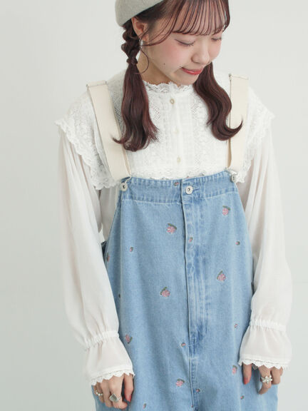 裾フリルティアードレースブラウス（オフホワイト/ブラック/キナリ）｜Samansa Mos2（サマンサ モスモス）通販