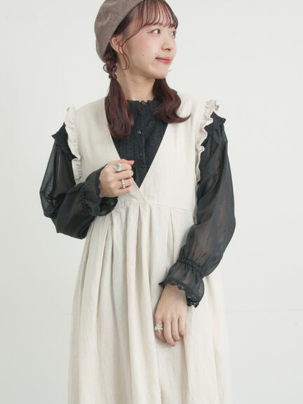 裾フリルティアードレースブラウス（オフホワイト/ブラック/キナリ）｜Samansa Mos2（サマンサ モスモス）通販