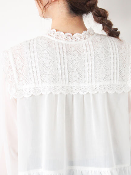 裾フリルティアードレースブラウス（オフホワイト/ブラック/キナリ）｜Samansa Mos2（サマンサ モスモス）通販