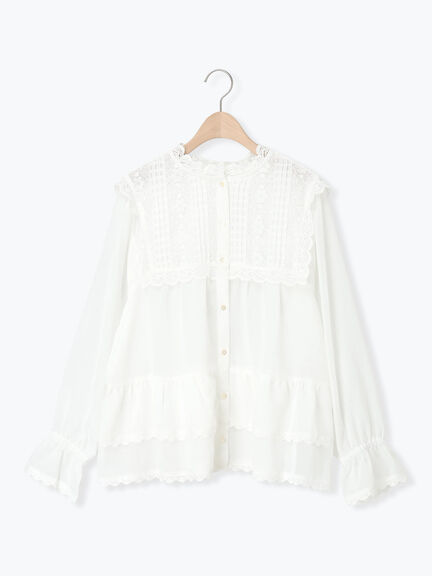 裾フリルティアードレースブラウス（オフホワイト/ブラック/キナリ）｜Samansa Mos2（サマンサ モスモス）通販