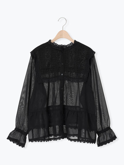 裾フリルティアードレースブラウス（オフホワイト/ブラック/キナリ）｜Samansa Mos2（サマンサ モスモス）通販