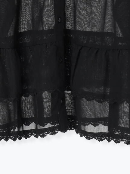 裾フリルティアードレースブラウス（オフホワイト/ブラック/キナリ）｜Samansa Mos2（サマンサ モスモス）通販