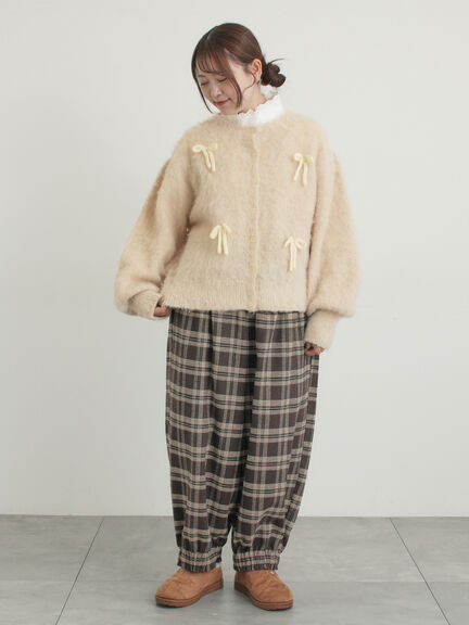 【帯電防止裏地】ヘリンボーンバルーンパンツ《M/Lサイズ》（チャコールグレー/ベージュ/ブラウン/キャメル）｜Samansa Mos2（サマンサ モスモス）通販