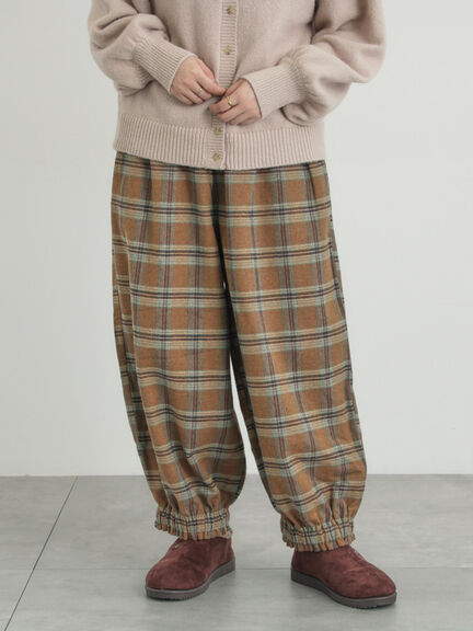 【帯電防止裏地】ヘリンボーンバルーンパンツ《M/Lサイズ》（チャコールグレー/ベージュ/ブラウン/キャメル）｜Samansa Mos2（サマンサ モスモス）通販