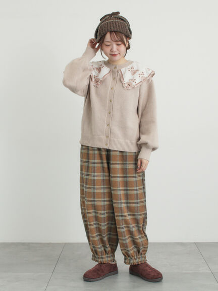 【帯電防止裏地】ヘリンボーンバルーンパンツ《M/Lサイズ》（チャコールグレー/ベージュ/ブラウン/キャメル）｜Samansa Mos2（サマンサ モスモス）通販