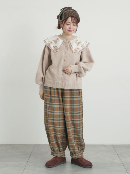 【帯電防止裏地】ヘリンボーンバルーンパンツ《M/Lサイズ》（チャコールグレー/ベージュ/ブラウン/キャメル）｜Samansa Mos2（サマンサ モスモス）通販