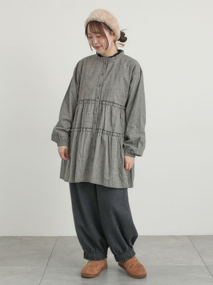 【帯電防止裏地】ヘリンボーンバルーンパンツ《M/Lサイズ》（チャコールグレー/ベージュ/ブラウン/キャメル）｜Samansa Mos2（サマンサ モスモス）通販