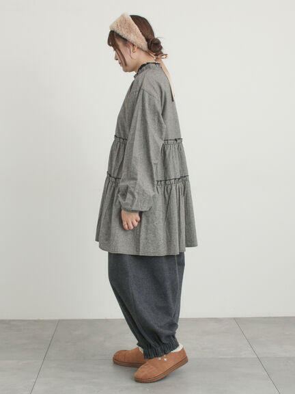 【帯電防止裏地】ヘリンボーンバルーンパンツ《M/Lサイズ》（チャコールグレー/ベージュ/ブラウン/キャメル）｜Samansa Mos2（サマンサ モスモス）通販