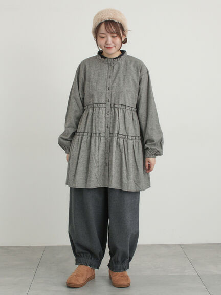 【帯電防止裏地】ヘリンボーンバルーンパンツ《M/Lサイズ》（チャコールグレー/ベージュ/ブラウン/キャメル）｜Samansa Mos2（サマンサ モスモス）通販