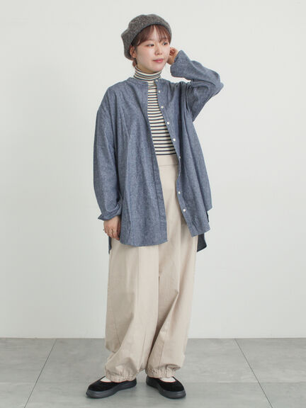 【M/Lサイズ】センターピンタック裾ギャザーパンツ（チャコールグレー/ベージュ/イエロー/ネイビー）｜Samansa Mos2（サマンサ モスモス）通販