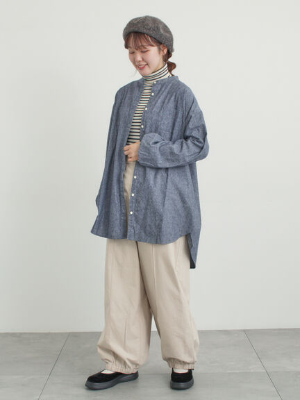 【M/Lサイズ】センターピンタック裾ギャザーパンツ（チャコールグレー/ベージュ/イエロー/ネイビー）｜Samansa Mos2（サマンサ モスモス）通販