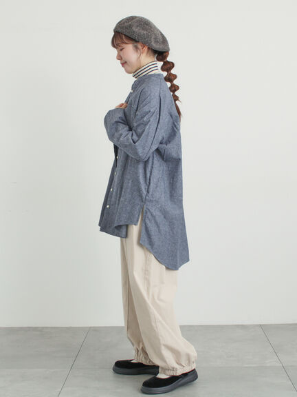 【M/Lサイズ】センターピンタック裾ギャザーパンツ（チャコールグレー/ベージュ/イエロー/ネイビー）｜Samansa Mos2（サマンサ モスモス）通販