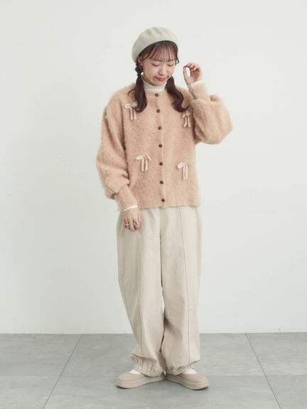 【M/Lサイズ】センターピンタック裾ギャザーパンツ（チャコールグレー/ベージュ/イエロー/ネイビー）｜Samansa Mos2（サマンサ モスモス）通販