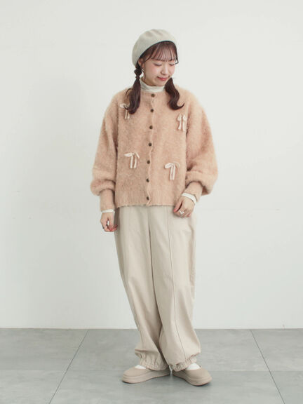 【M/Lサイズ】センターピンタック裾ギャザーパンツ（チャコールグレー/ベージュ/イエロー/ネイビー）｜Samansa Mos2（サマンサ モスモス）通販