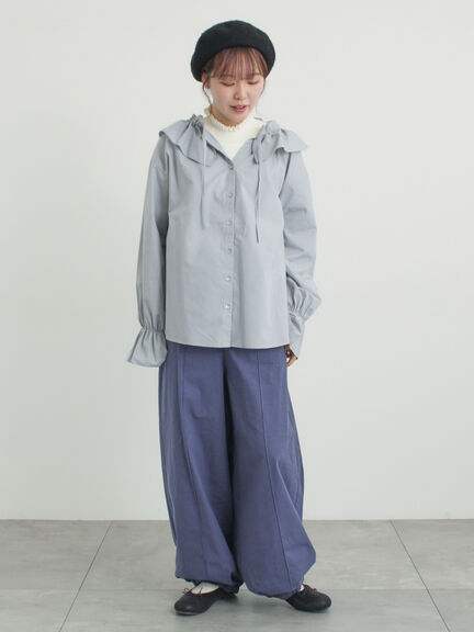 【M/Lサイズ】センターピンタック裾ギャザーパンツ（チャコールグレー/ベージュ/イエロー/ネイビー）｜Samansa Mos2（サマンサ モスモス）通販