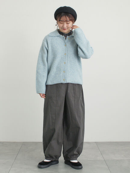 【M/Lサイズ】センターピンタック裾ギャザーパンツ（チャコールグレー/ベージュ/イエロー/ネイビー）｜Samansa Mos2（サマンサ モスモス）通販