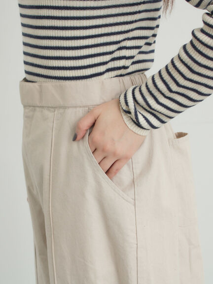 【M/Lサイズ】センターピンタック裾ギャザーパンツ（チャコールグレー/ベージュ/イエロー/ネイビー）｜Samansa Mos2（サマンサ モスモス）通販