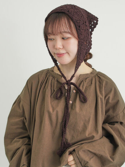 お花モチーフバブーシュカ（ダークブラウン/キナリ）｜Samansa Mos2（サマンサ モスモス）通販