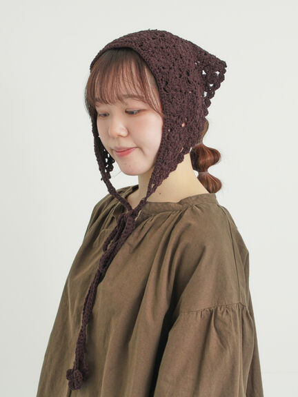 お花モチーフバブーシュカ（ダークブラウン/キナリ）｜Samansa Mos2（サマンサ モスモス）通販