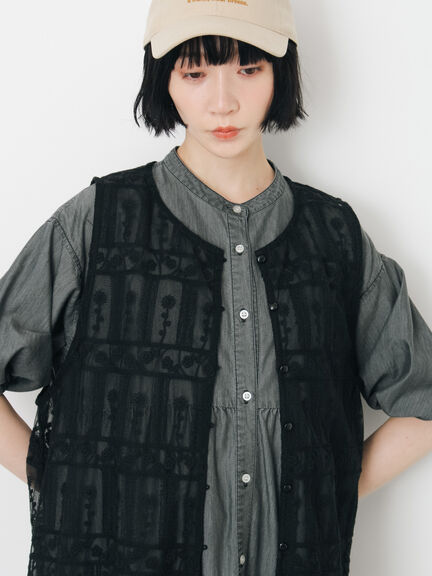 裾スカラップレースベスト（オフホワイト/ブラック）｜Samansa Mos2（サマンサ モスモス）通販