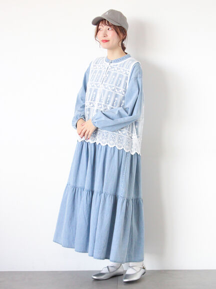 裾スカラップレースベスト（オフホワイト/ブラック）｜Samansa Mos2（サマンサ モスモス）通販