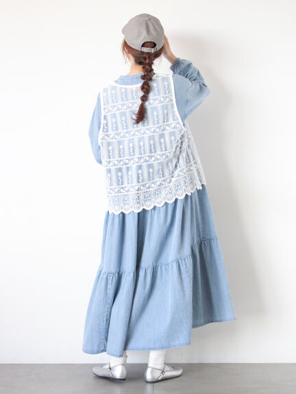 裾スカラップレースベスト（オフホワイト/ブラック）｜Samansa Mos2（サマンサ モスモス）通販