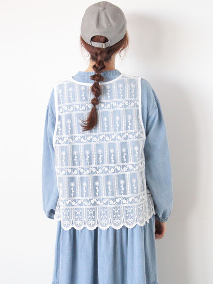 裾スカラップレースベスト（オフホワイト/ブラック）｜Samansa Mos2（サマンサ モスモス）通販