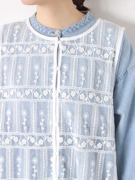 裾スカラップレースベスト（オフホワイト/ブラック）｜Samansa Mos2（サマンサ モスモス）通販