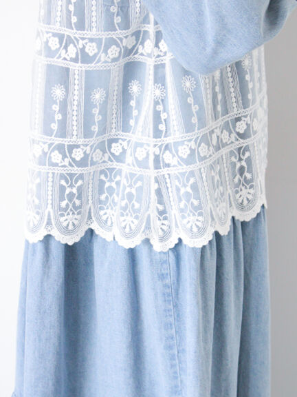 裾スカラップレースベスト（オフホワイト/ブラック）｜Samansa Mos2（サマンサ モスモス）通販