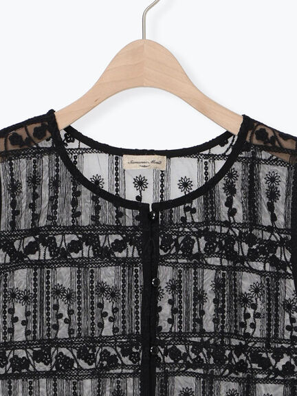 裾スカラップレースベスト（オフホワイト/ブラック）｜Samansa Mos2（サマンサ モスモス）通販