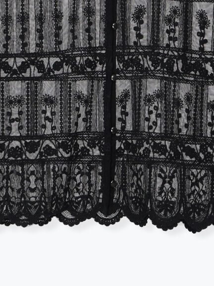 裾スカラップレースベスト（オフホワイト/ブラック）｜Samansa Mos2（サマンサ モスモス）通販
