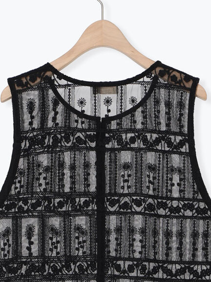 裾スカラップレースベスト（オフホワイト/ブラック）｜Samansa Mos2（サマンサ モスモス）通販