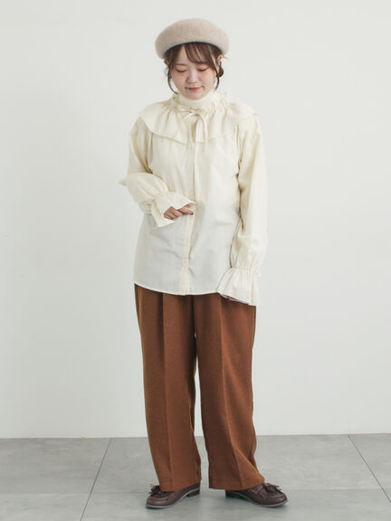 【帯電防止裏地】ツータックストレートパンツ《M/Lサイズ》（チャコールグレー/ベージュ/ブラウン）｜Samansa Mos2（サマンサ モスモス）通販