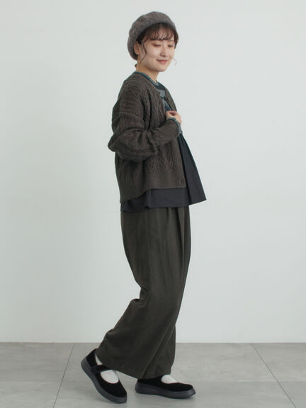 【帯電防止裏地】ツータックストレートパンツ《M/Lサイズ》（チャコールグレー/ベージュ/ブラウン）｜Samansa Mos2（サマンサ モスモス）通販