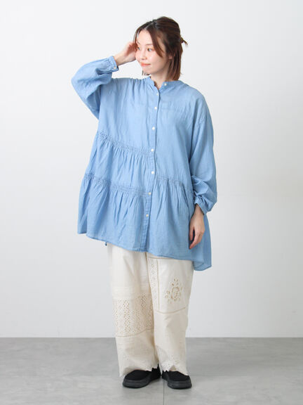 2WAYシアーティアードチュニック（オフホワイト/ミント/サックスブルー/ブルー）｜Samansa Mos2（サマンサ モスモス）通販