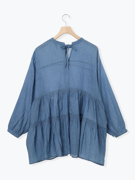 2WAYシアーティアードチュニック（オフホワイト/ミント/サックスブルー/ブルー）｜Samansa Mos2（サマンサ モスモス）通販