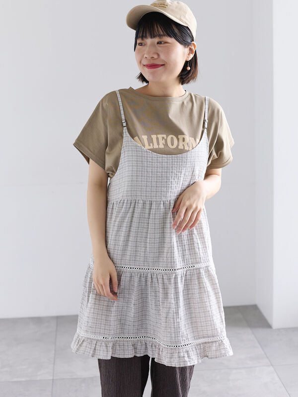 《新色追加》はしごレースティアードキャミチュニック（ベージュ）｜Samansa Mos2（サマンサ モスモス）通販