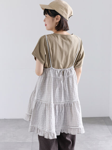 《新色追加》はしごレースティアードキャミチュニック（チャコールグレー/ベージュ/ブルー）｜Samansa Mos2（サマンサ モスモス）通販