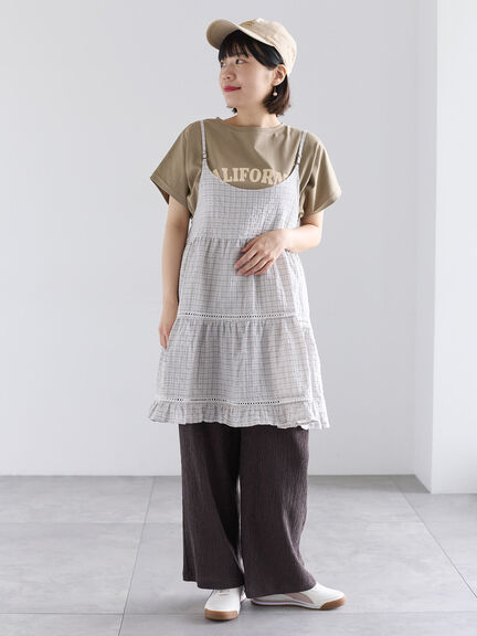 《新色追加》はしごレースティアードキャミチュニック（チャコールグレー/ベージュ/ブルー）｜Samansa Mos2（サマンサ モスモス）通販