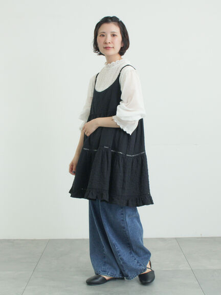 はしごレースティアードキャミチュニック（オフホワイト/ブラック/ネイビー）｜Samansa Mos2（サマンサ モスモス）通販