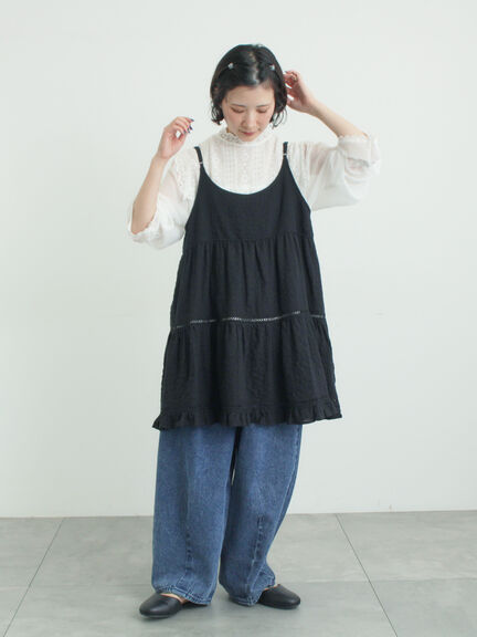 はしごレースティアードキャミチュニック（オフホワイト/ブラック/ネイビー）｜Samansa Mos2（サマンサ モスモス）通販