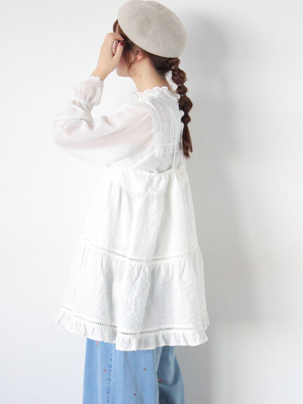 はしごレースティアードキャミチュニック（オフホワイト/ブラック/ネイビー）｜Samansa Mos2（サマンサ モスモス）通販