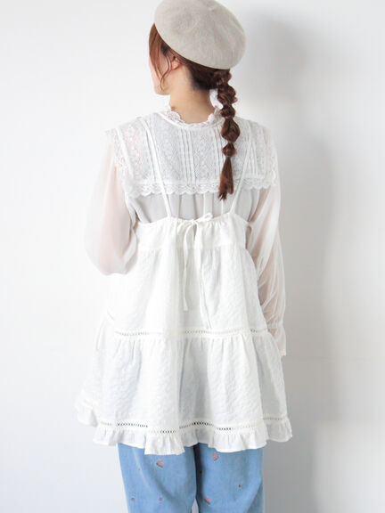 はしごレースティアードキャミチュニック（オフホワイト/ブラック/ネイビー）｜Samansa Mos2（サマンサ モスモス）通販