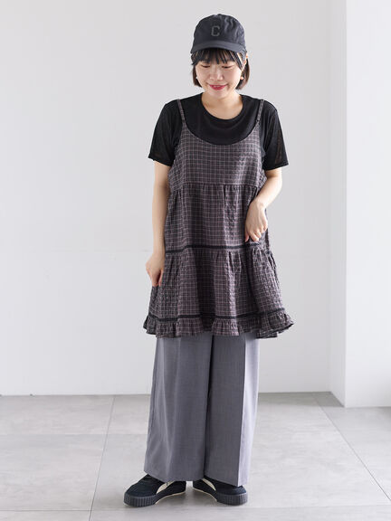 《新色追加》はしごレースティアードキャミチュニック（チャコールグレー/ベージュ/ブルー）｜Samansa Mos2（サマンサ モスモス）通販