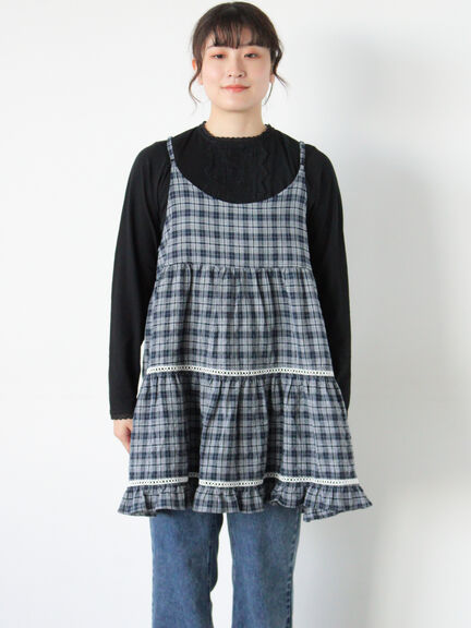 はしごレースティアードキャミチュニック（オフホワイト/ブラック/ネイビー）｜Samansa Mos2（サマンサ モスモス）通販