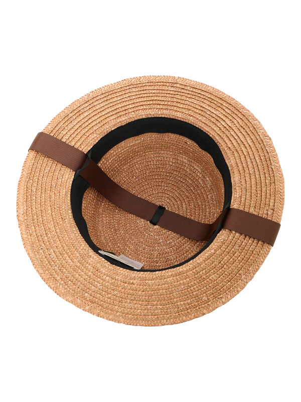 リボン付きカンカン帽（ベージュ/ブラウン/アクセサリー/ハット・帽子